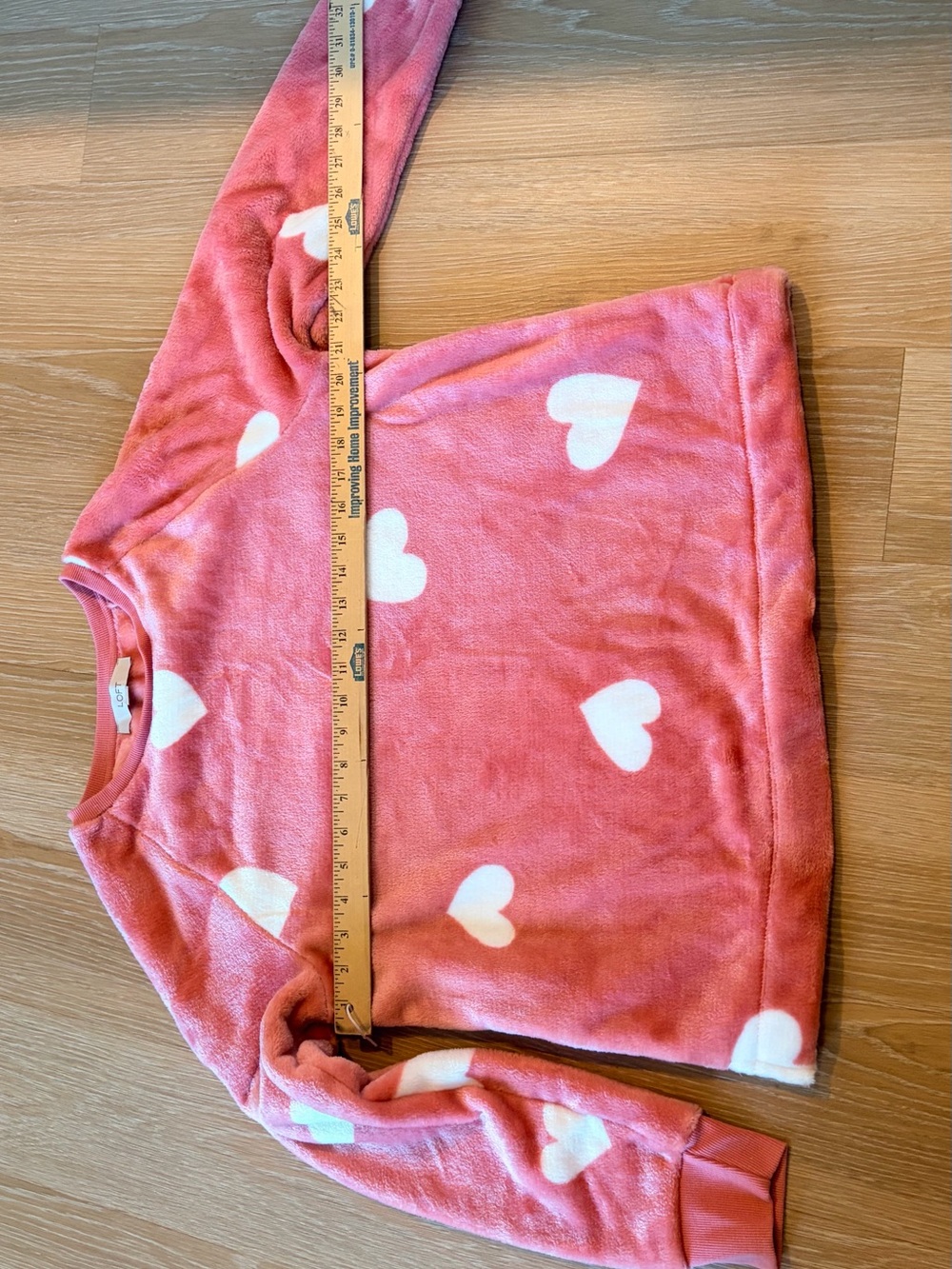LOFT Pink Heart Fleece Pajama Top